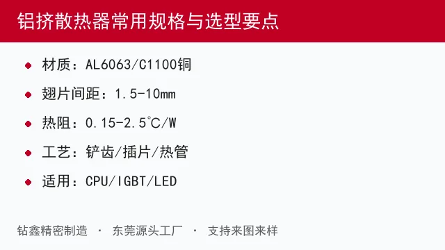 铝挤散热器常用规格与选型要点